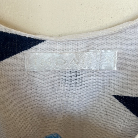 Anthropologie Indah Flounce Star Romper Swim Cover Up White Blue Cut Out Sz XS - Picture 8 of 10